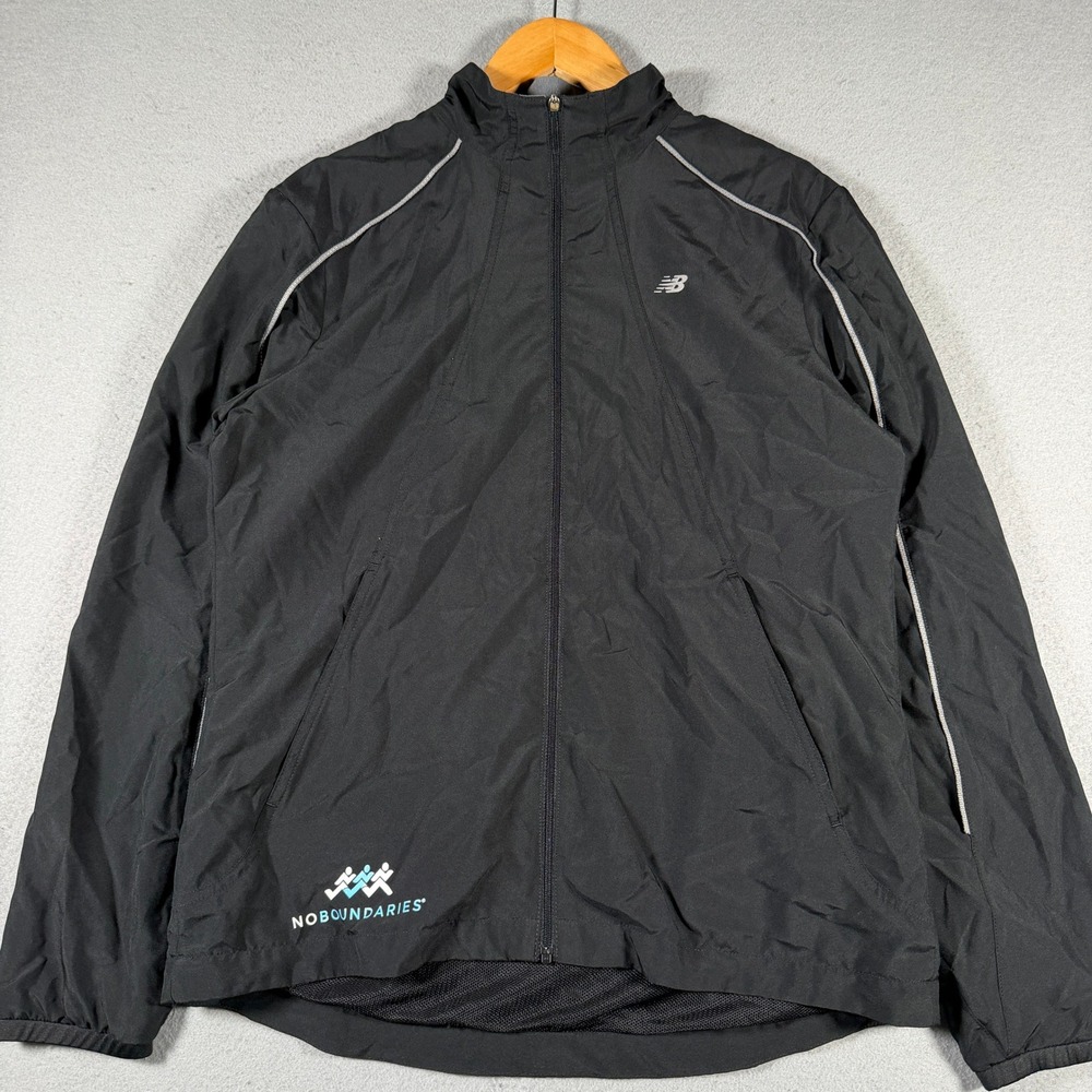New Balance Womens Black‎ Windbreaker Jacket Reflective Full Zip WRJ835FF Size M